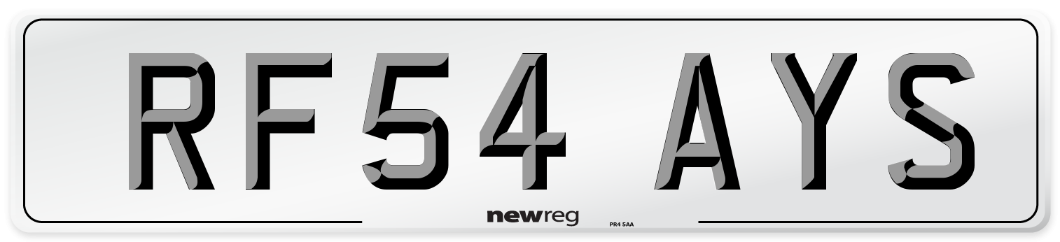 RF54 AYS Number Plate from New Reg